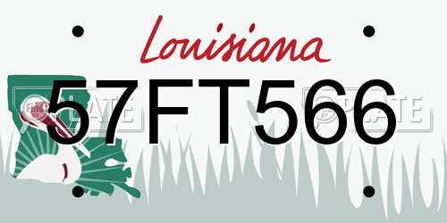 57FT566 Louisiana License Plate
