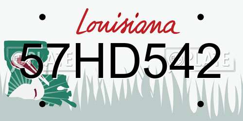 57HD542 Louisiana License Plate