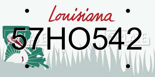 57HO542 Louisiana License Plate
