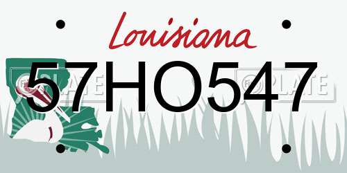 57HO547 Louisiana License Plate