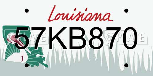 57KB870 Louisiana License Plate