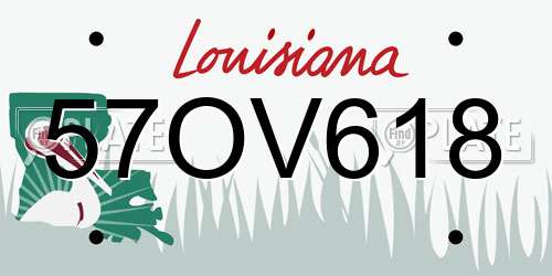 57OV618 Louisiana License Plate
