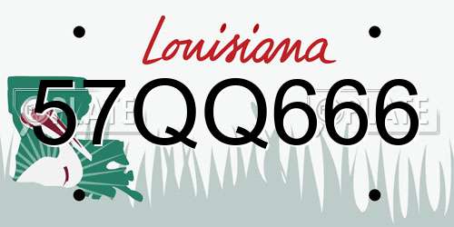 57QQ666 Louisiana License Plate