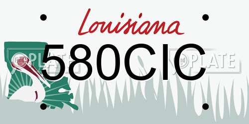 580CIC Louisiana License Plate
