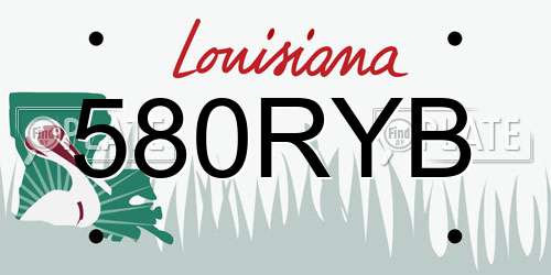 580RYB Louisiana License Plate