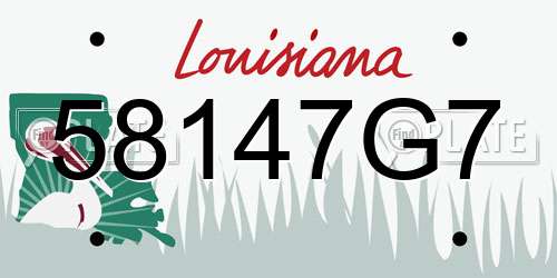58147G7 Louisiana License Plate