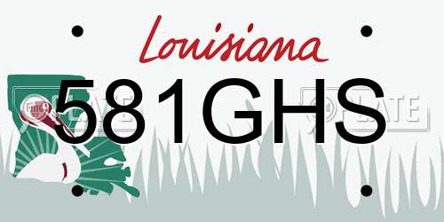 581GHS Louisiana License Plate