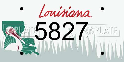 5827 Louisiana License Plate