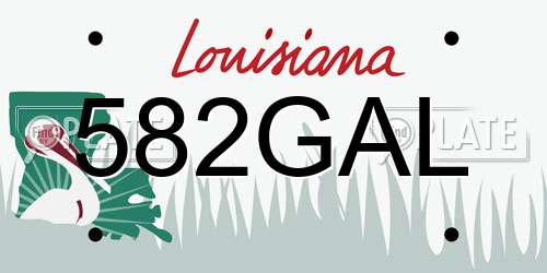 582GAL Louisiana License Plate