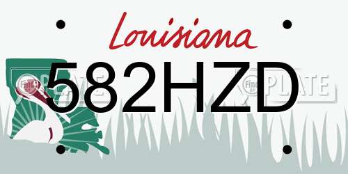582HZD Louisiana License Plate