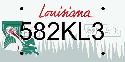 582KL3 Louisiana License Plate