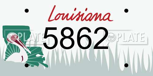 5862 Louisiana License Plate