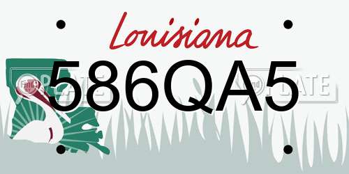 586QA5 Louisiana License Plate