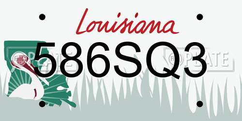 586SQ3 Louisiana License Plate