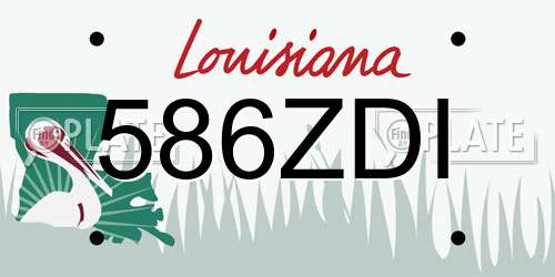 586ZDI Louisiana License Plate