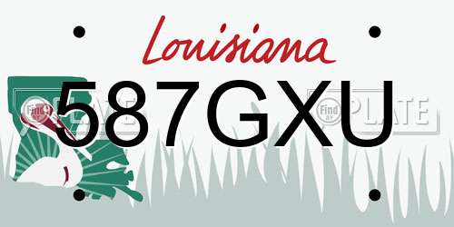 587GXU Louisiana License Plate