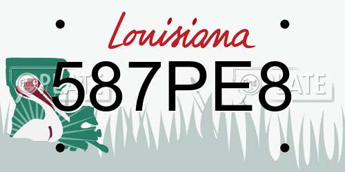 587PE8 Louisiana License Plate