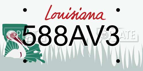 588AV3 Louisiana License Plate