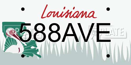 588AVE Louisiana License Plate