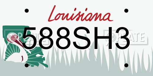 588SH3 Louisiana License Plate