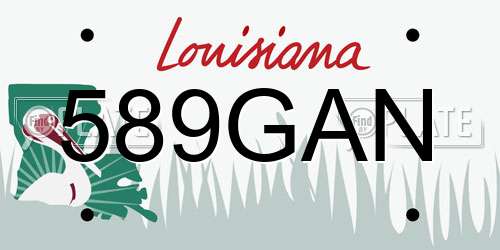 589GAN Louisiana License Plate