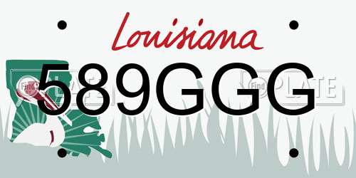 589GGG Louisiana License Plate
