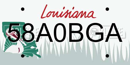 58A0BGA Louisiana License Plate