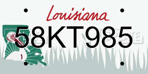 58KT985 Louisiana License Plate