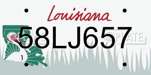 58LJ657 Louisiana License Plate