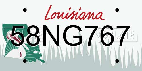 58NG767 Louisiana License Plate