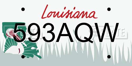 593AQW Louisiana License Plate