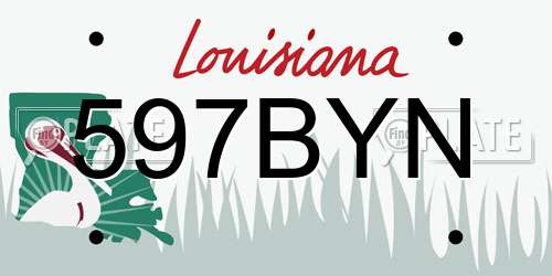 597BYN Louisiana License Plate