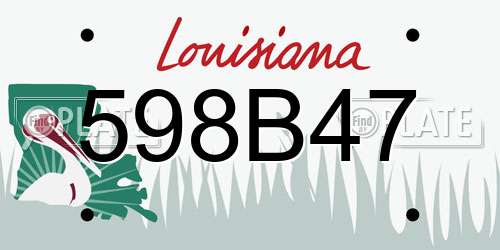 598B47 Louisiana License Plate