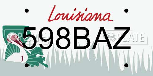 598BAZ Louisiana License Plate
