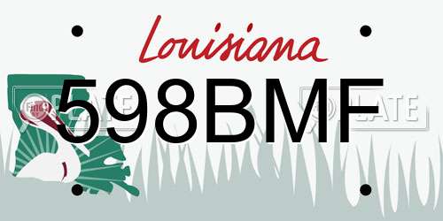 598BMF Louisiana License Plate