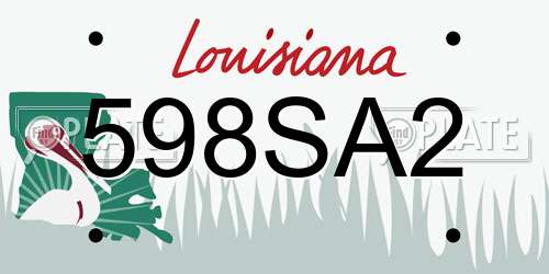 598SA2 Louisiana License Plate