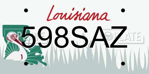 598SAZ Louisiana License Plate