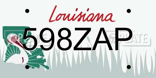 598ZAP Louisiana License Plate