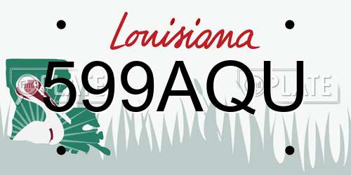 599AQU Louisiana License Plate