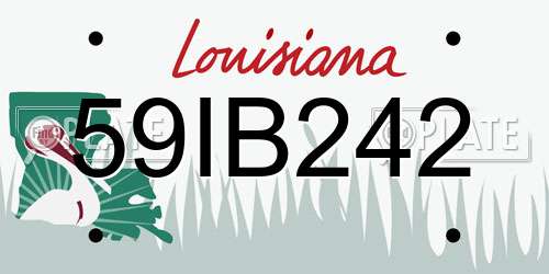 59IB242 Louisiana License Plate