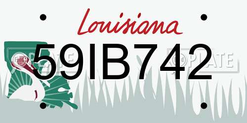 59IB742 Louisiana License Plate