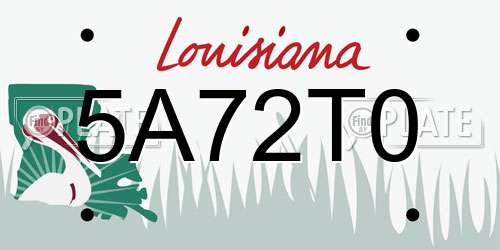 5A72T0 Louisiana License Plate
