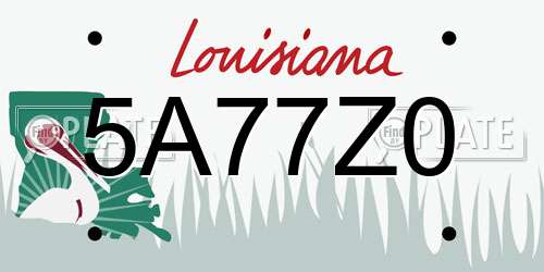 5A77Z0 Louisiana License Plate