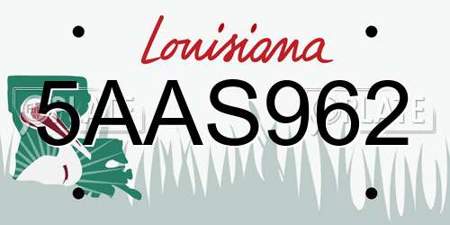 5AAS962 Louisiana License Plate