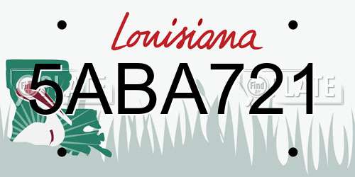 5ABA721 Louisiana License Plate