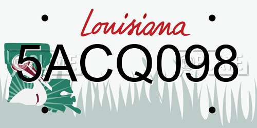 5ACQ098 Louisiana License Plate