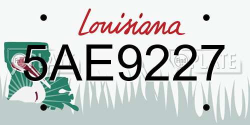 5AE9227 Louisiana License Plate