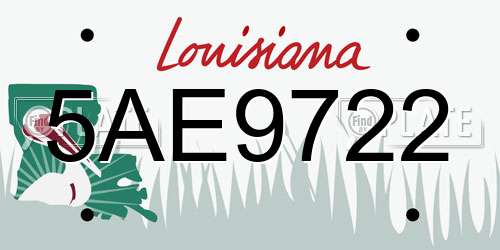 5AE9722 Louisiana License Plate