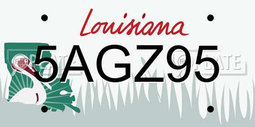 5AGZ95 Louisiana License Plate