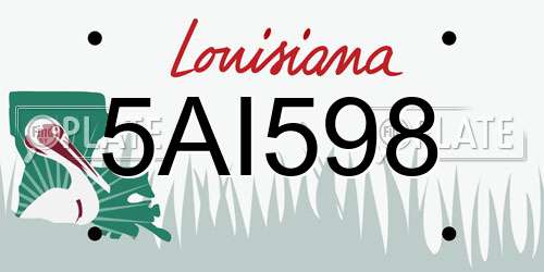 5AI598 Louisiana License Plate